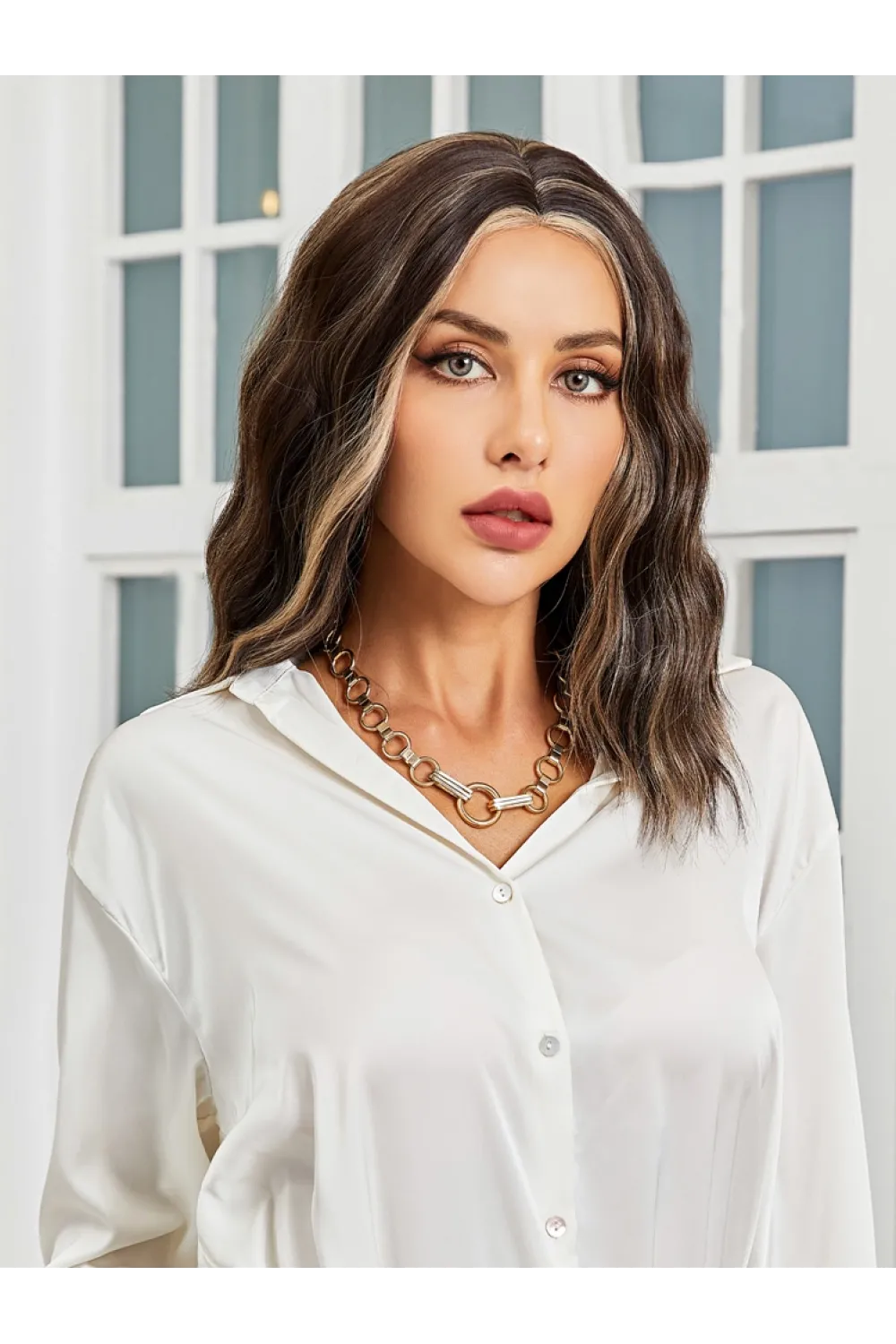 Kahverengi / Balköpüğü Röfleli Küt Tül Peruk