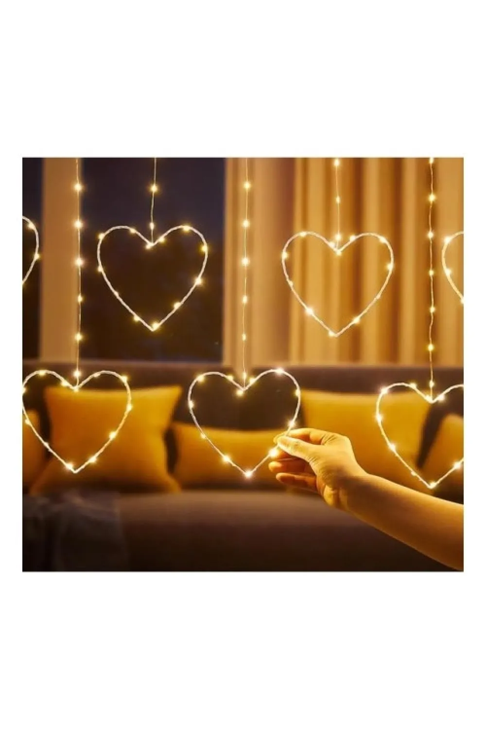 Kalpli Perde LED Işıklar, Sevgililer Günü Romantik LED Aydınlatma