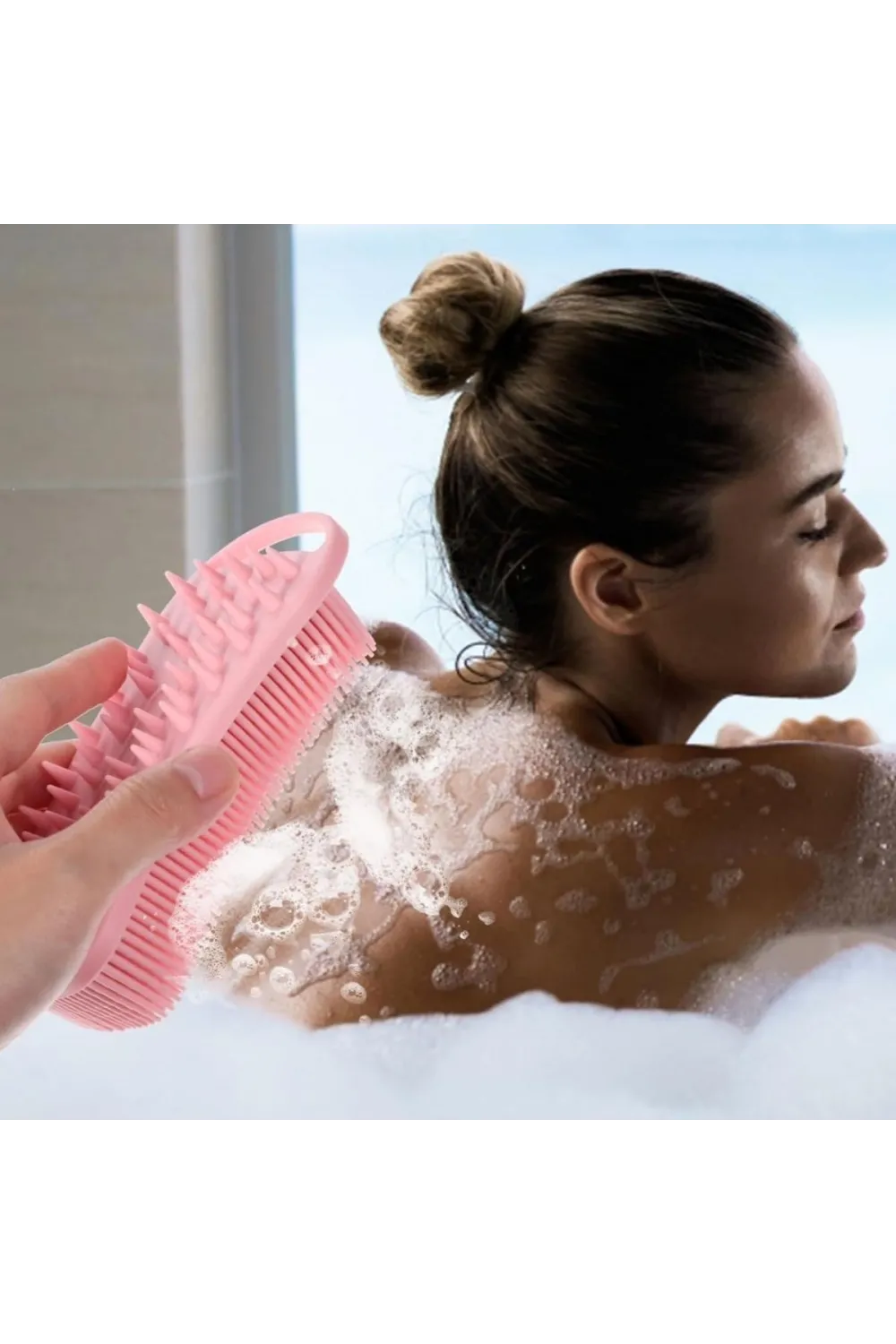 Kendiliğinden Askılı Peeling ve Masaj Etkili Silikon Banyo Vücut Fırçası