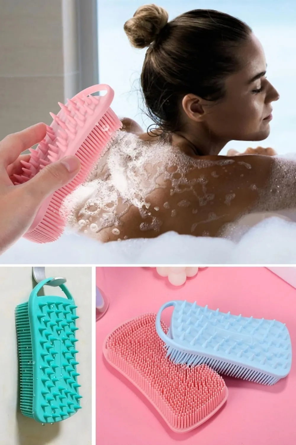 Kendiliğinden Askılı Peeling ve Masaj Etkili Silikon Banyo Vücut Fırçası