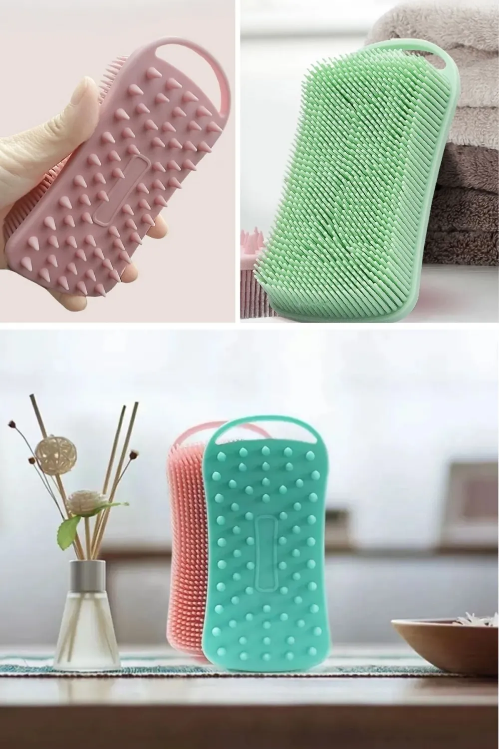 Kendiliğinden Askılı Peeling ve Masaj Etkili Silikon Banyo Vücut Fırçası
