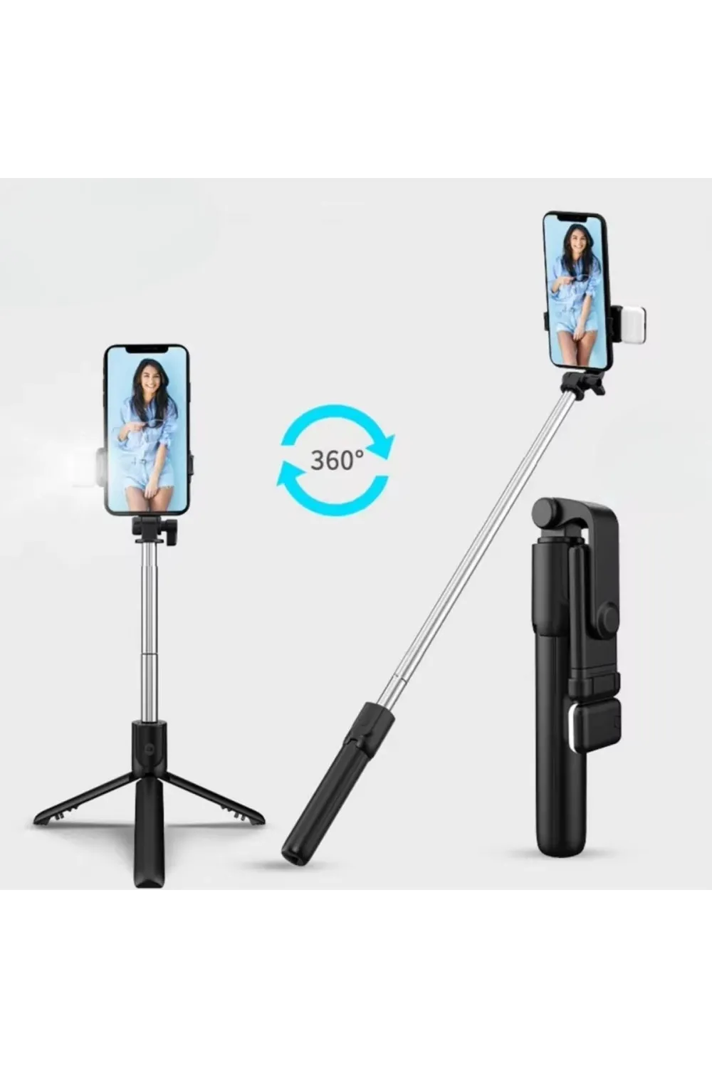 Kendiliğinden LED Işıklı Kumandalı Uzayabilen Selfie Çubuğu,Masa Üstü Tripod
