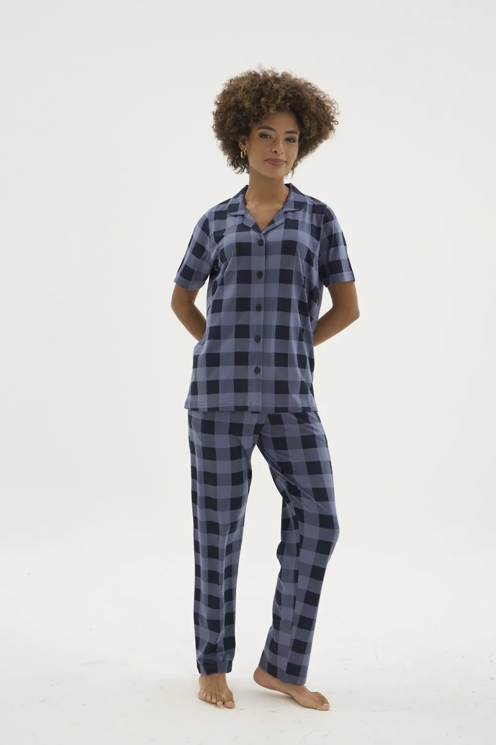 ieg™  KKT-26158K Kadın Apaj Yaka Düğmeli Pijama Takımı