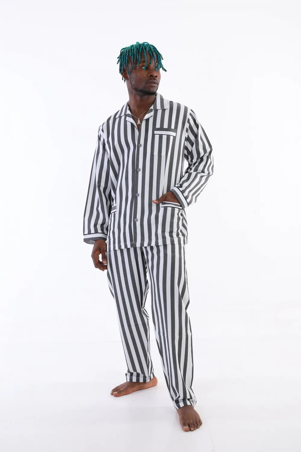 ieg™  4007 Uzun Kol Çizgili Gaffur Erkek Pijama Takım