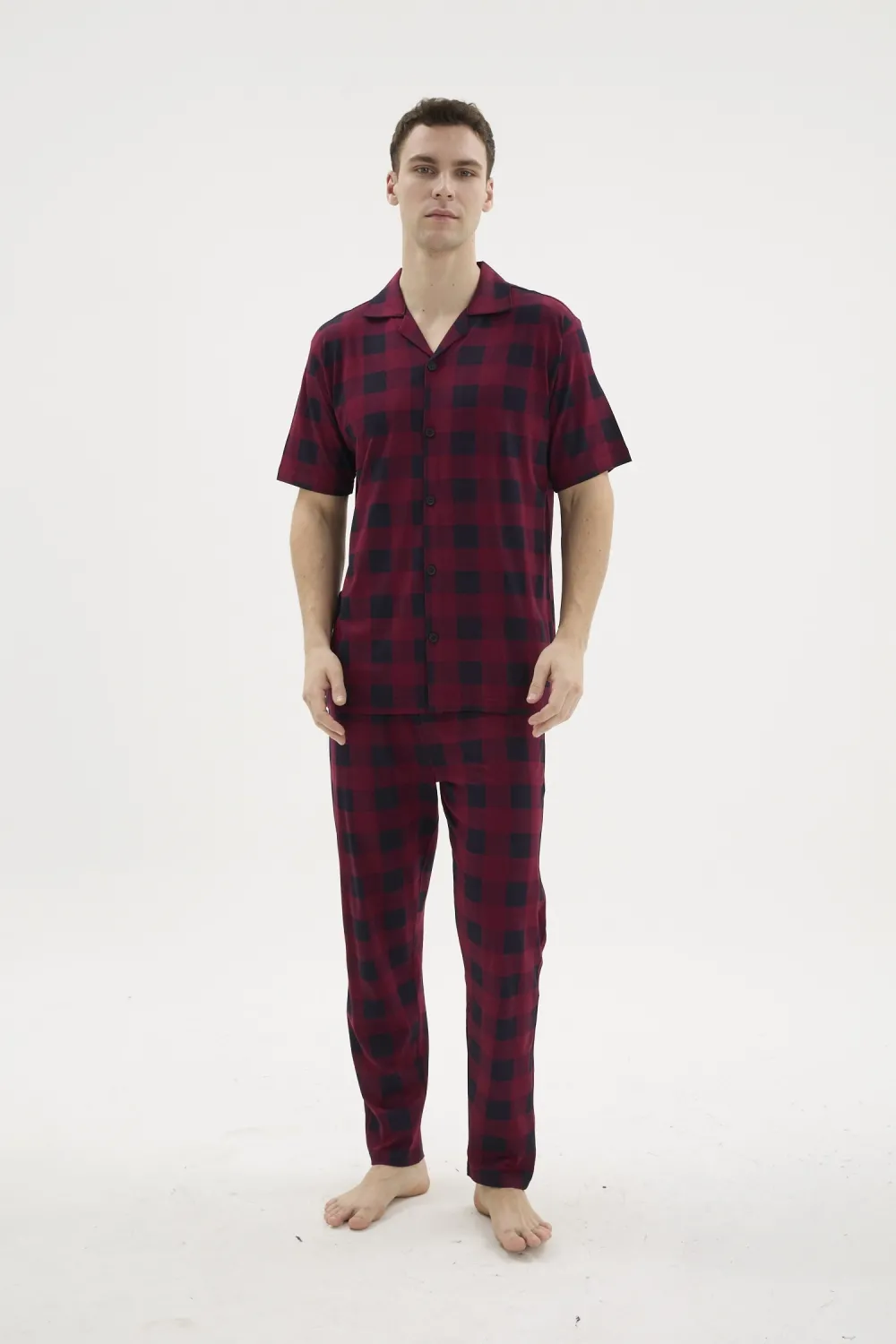 ieg™  KKT-26158 Erkek Apaj Yaka Düğmeli Pijama Takımı