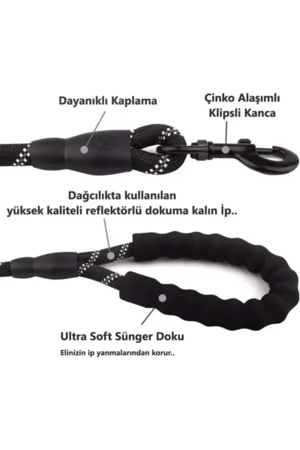 Köpekler İçin Reflektörlü Halat Gezdirme Tasması