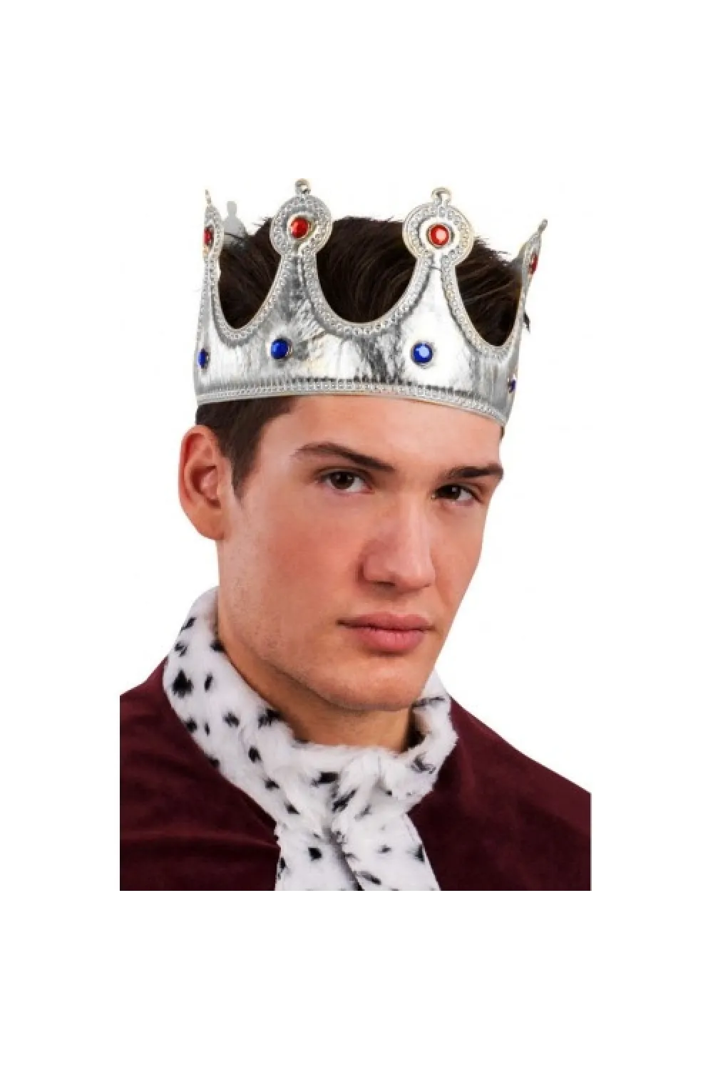 Kral Tacı Gümüş Renk Kumaş Malzeme Yetişkin Boy