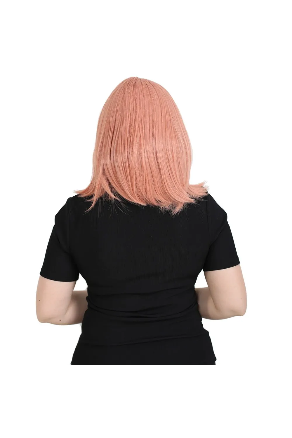 Küt Kahküllü Fiber Sentetik Peruk - Gül Kurusu
