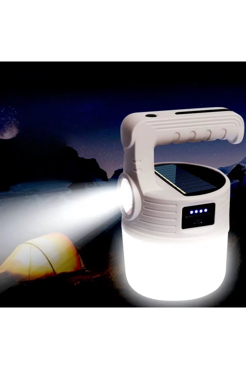 LED Güneş Enerjili Kamp Lambası–2000 Lümen Süper Parlak, 5 Aydınlatma Modlu,USB ile Şarj Edilebilir Dış Mekan,Asılabilir Torch El Feneri