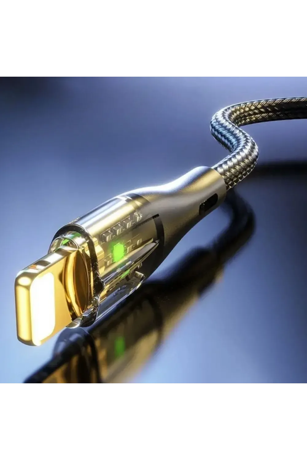 Led Işık Uçlu Sağlam İp Kablolu USB to Lightning Hızlı Şarj Kablosu