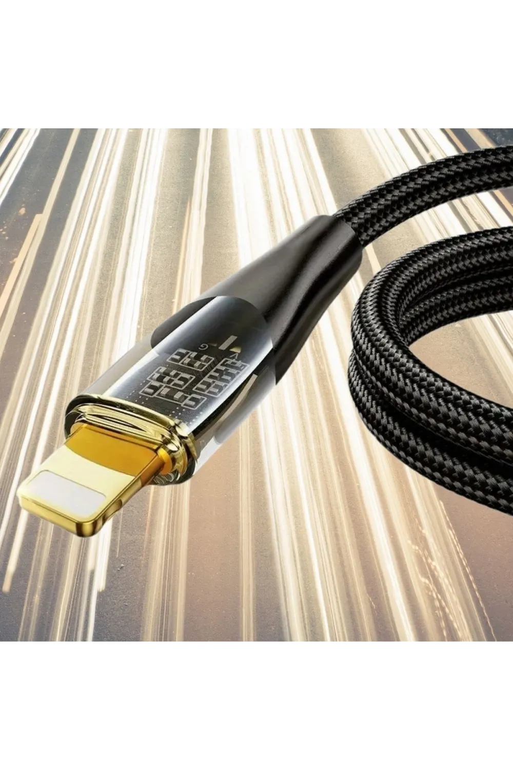 Led Işık Uçlu Sağlam İp Kablolu USB to Lightning Hızlı Şarj Kablosu