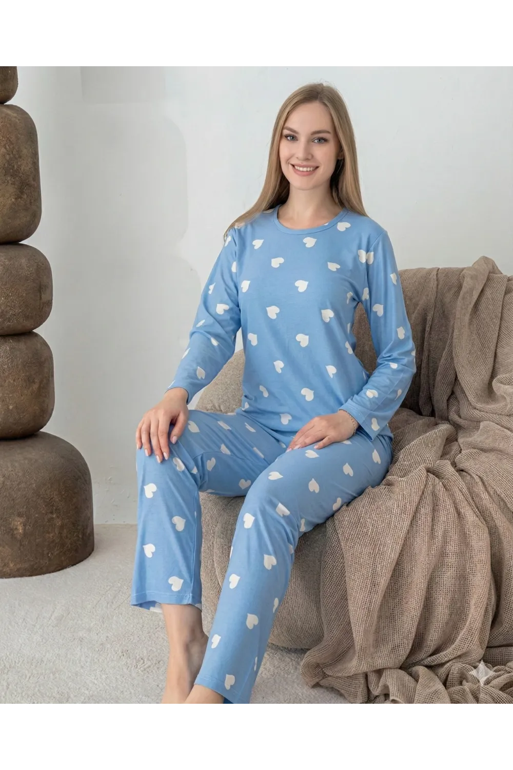 ieg™ Lindros 0440 Kadın Süet Uzun Kol Pijama Takımı