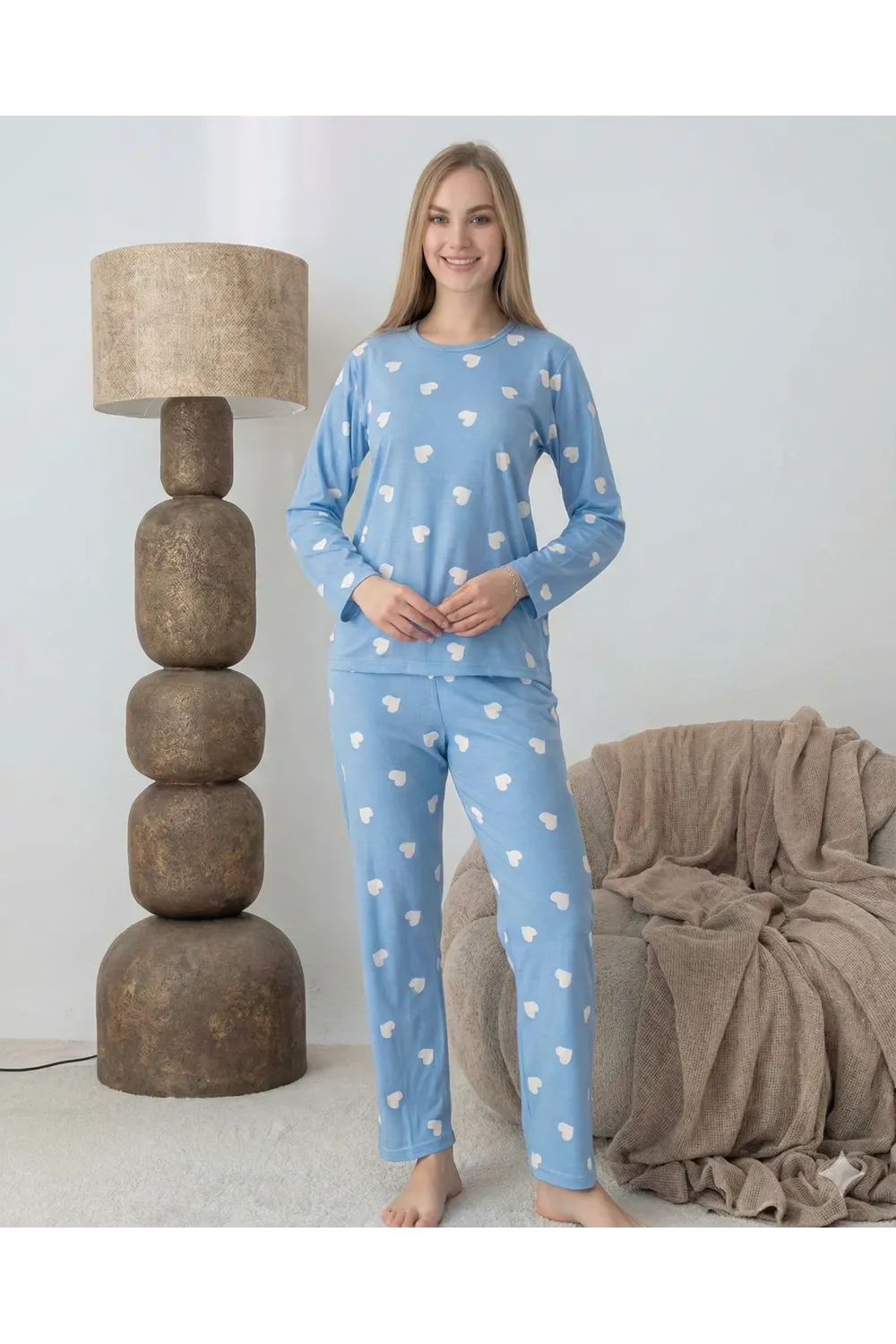 ieg™ Lindros 0440 Kadın Süet Uzun Kol Pijama Takımı