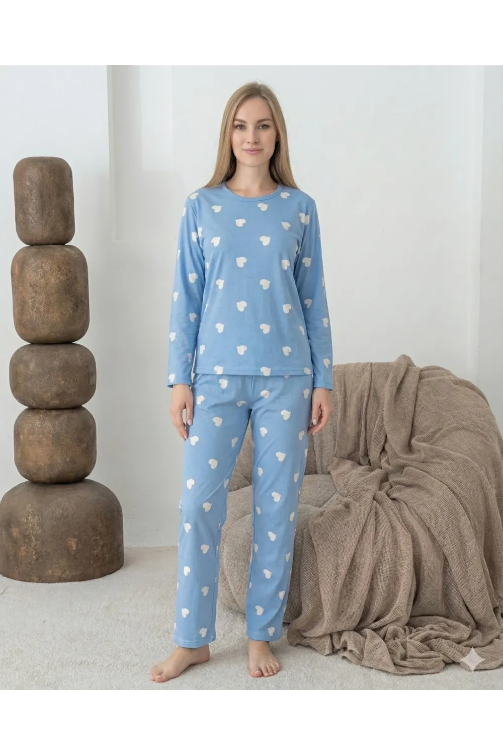 ieg™ Lindros 0440 Kadın Süet Uzun Kol Pijama Takımı