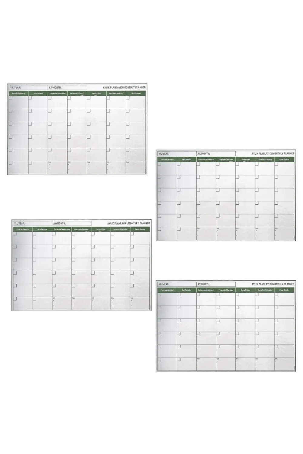 Manyetik Yapışkanlı Bir Aylık Program Planlayıcı Takvim 85x56 cm