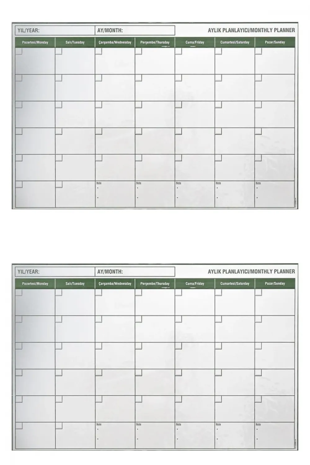 Manyetik Yapışkanlı Bir Aylık Program Planlayıcı Takvim 85x56 cm
