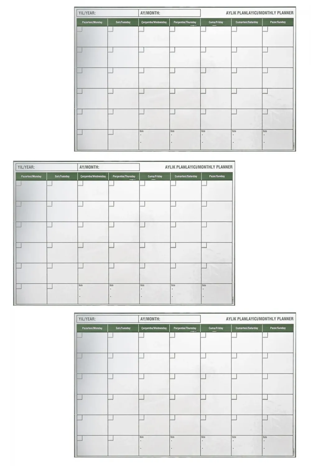 Manyetik Yapışkanlı Bir Aylık Program Planlayıcı Takvim 85x56 cm