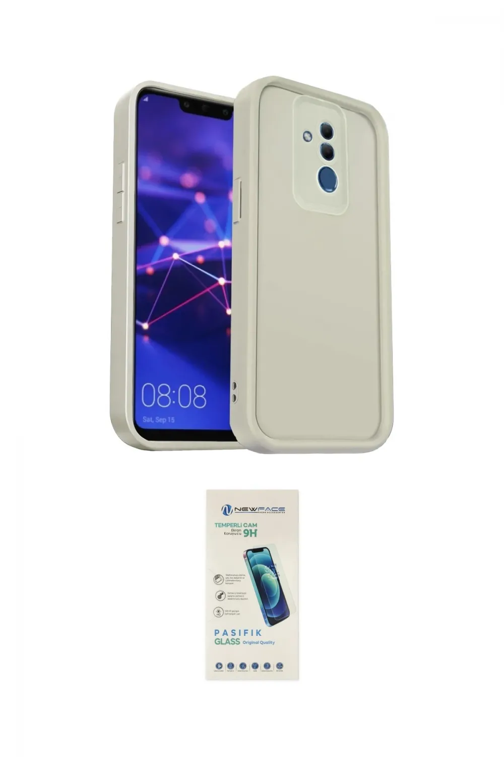 ieg™ Mate 20 Lite Kılıf Yankı Yansıma Özel Seri - Şeffaf Pasifik Cam Ekran Koruyucu