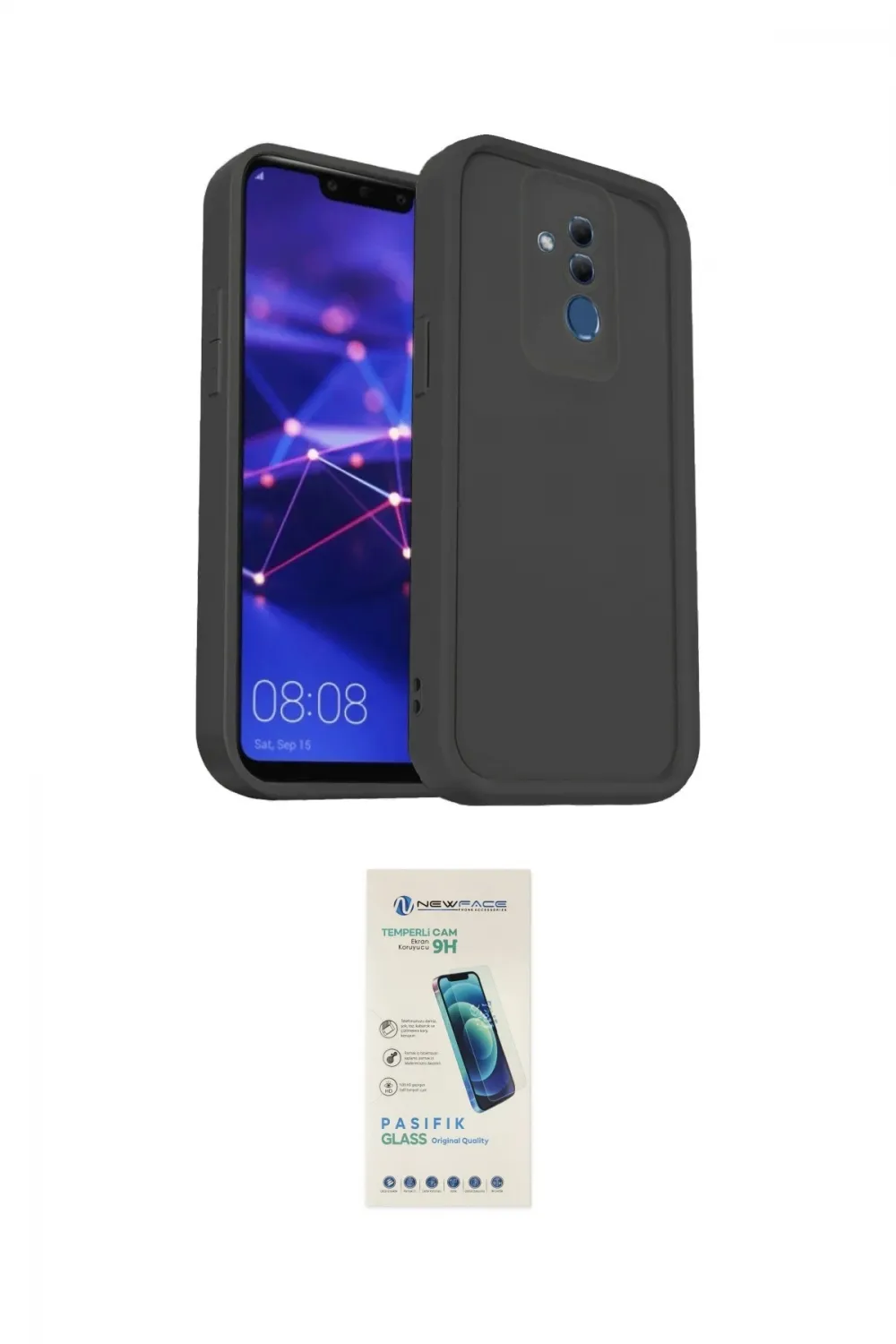 ieg™ Mate 20 Lite Kılıf Yankı Yansıma Özel Seri - Şeffaf Pasifik Cam Ekran Koruyucu