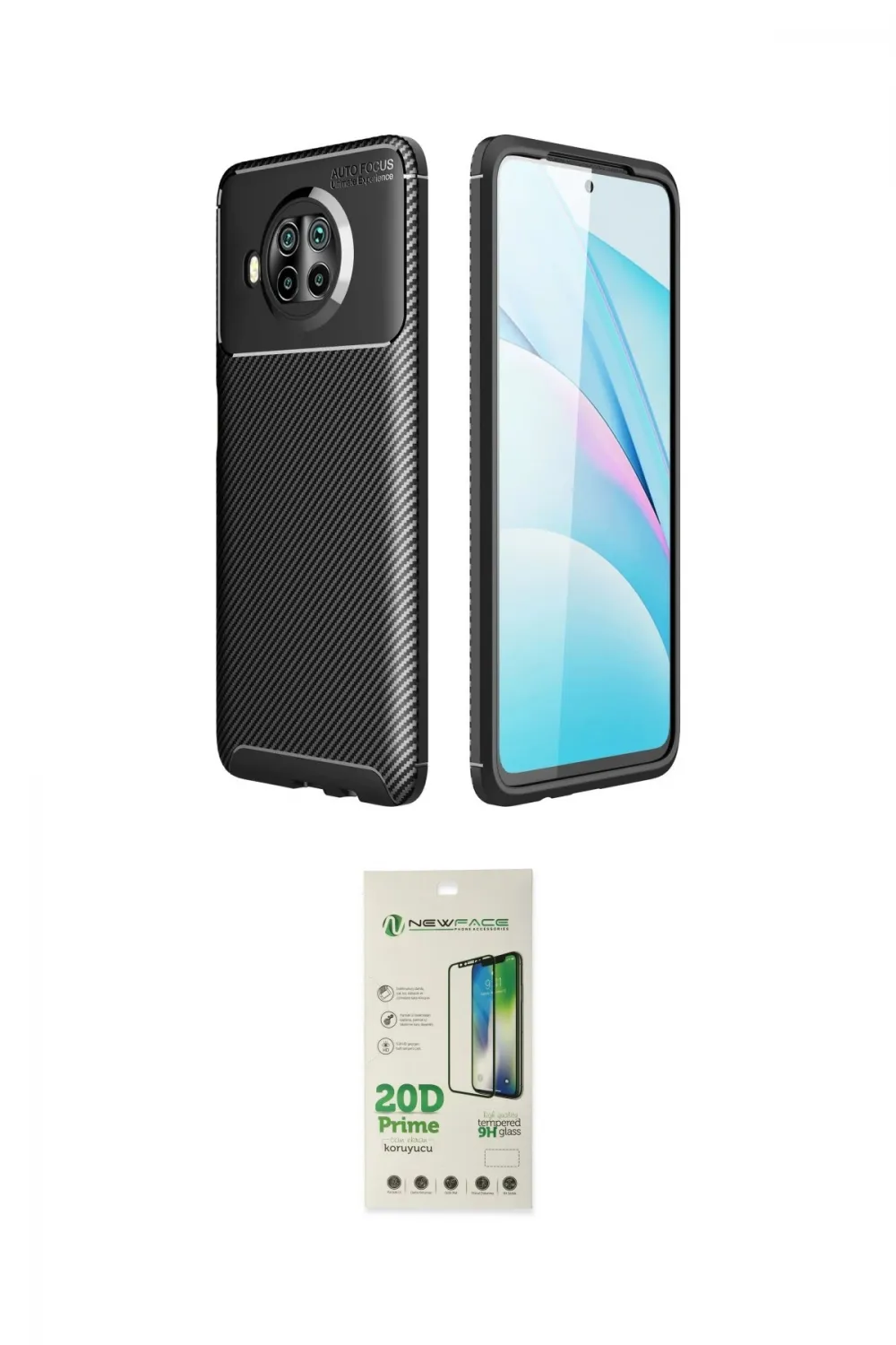 ieg™ Mi 10T Lite Kılıf Eksen Form Prime - Siyah 20D Premium Cam Ekran Koruyucu