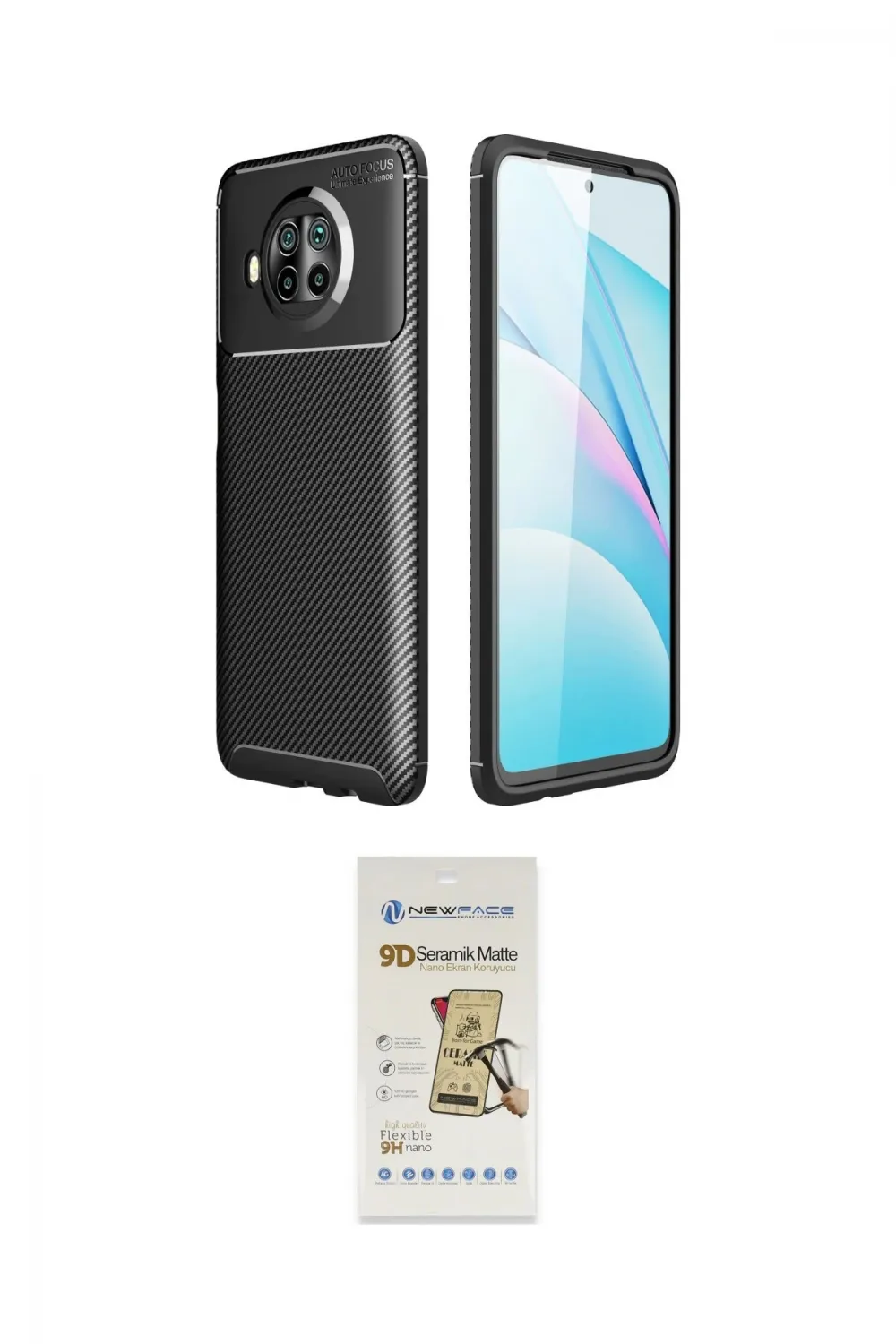 ieg™ Mi 10T Lite Kılıf Eksen Form Prime - Siyah Mat Seramik Nano Ekran Koruyucu