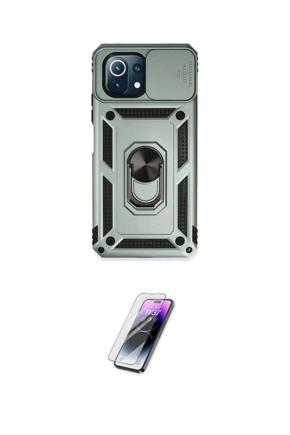 ieg™ Mİ 11 Lite Kılıf Ahenk Klasik - Şeffaf Pasifik Cam Ekran Koruyucu