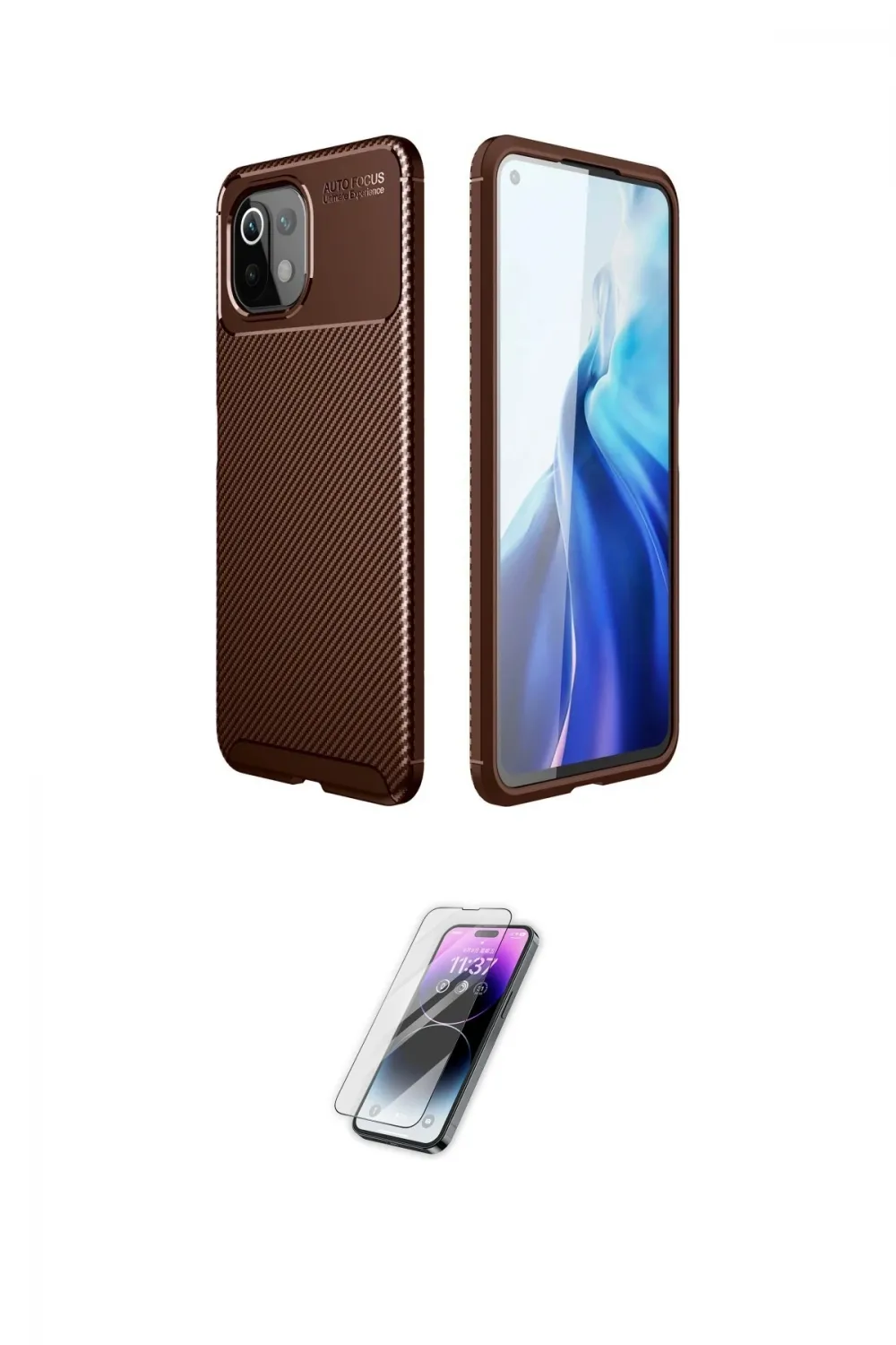 ieg™ Mİ 11 Lite Kılıf Eksen Form Prime - Şeffaf Pasifik Cam Ekran Koruyucu