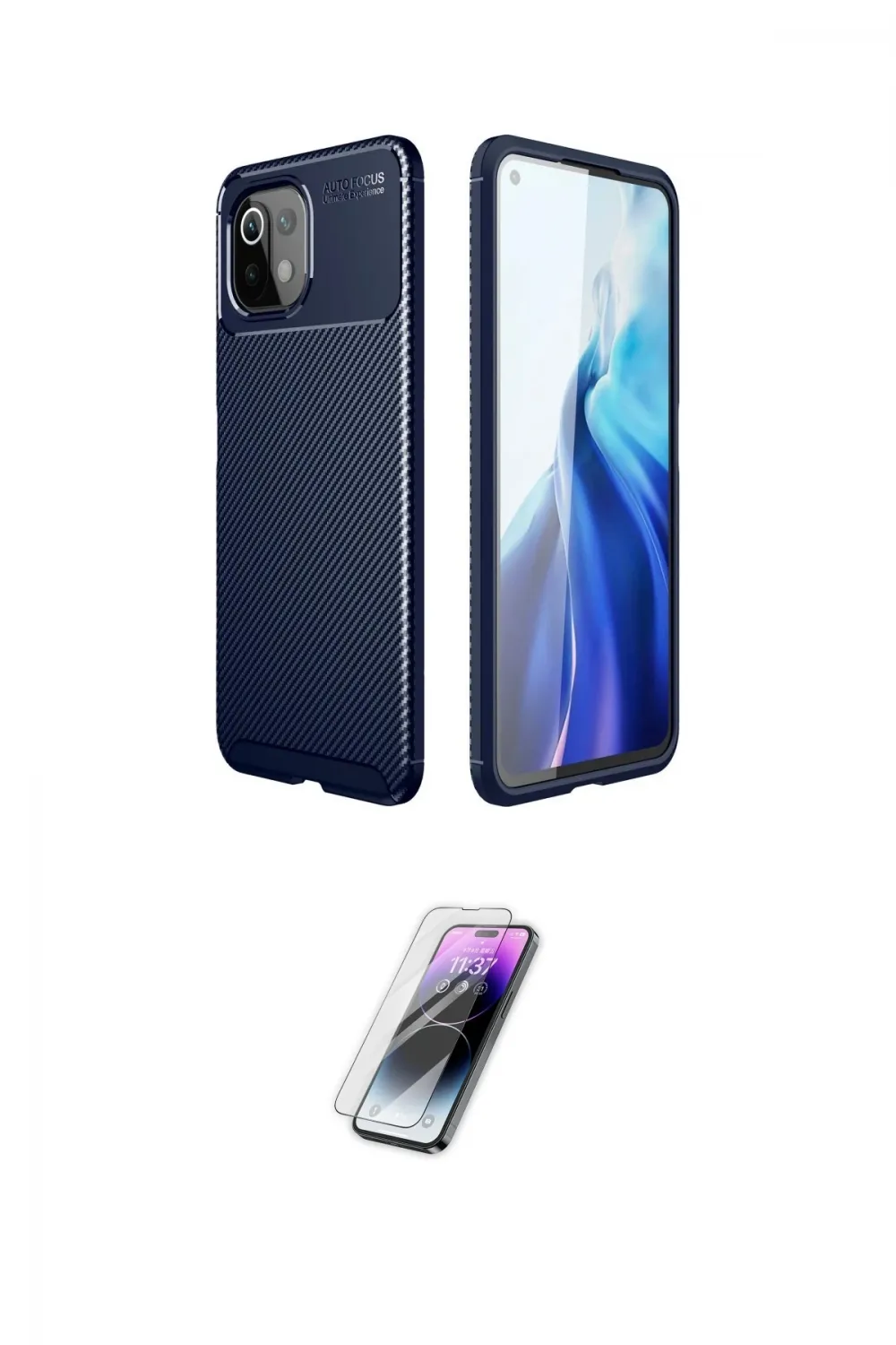 ieg™ Mİ 11 Lite Kılıf Eksen Form Prime - Şeffaf Pasifik Cam Ekran Koruyucu