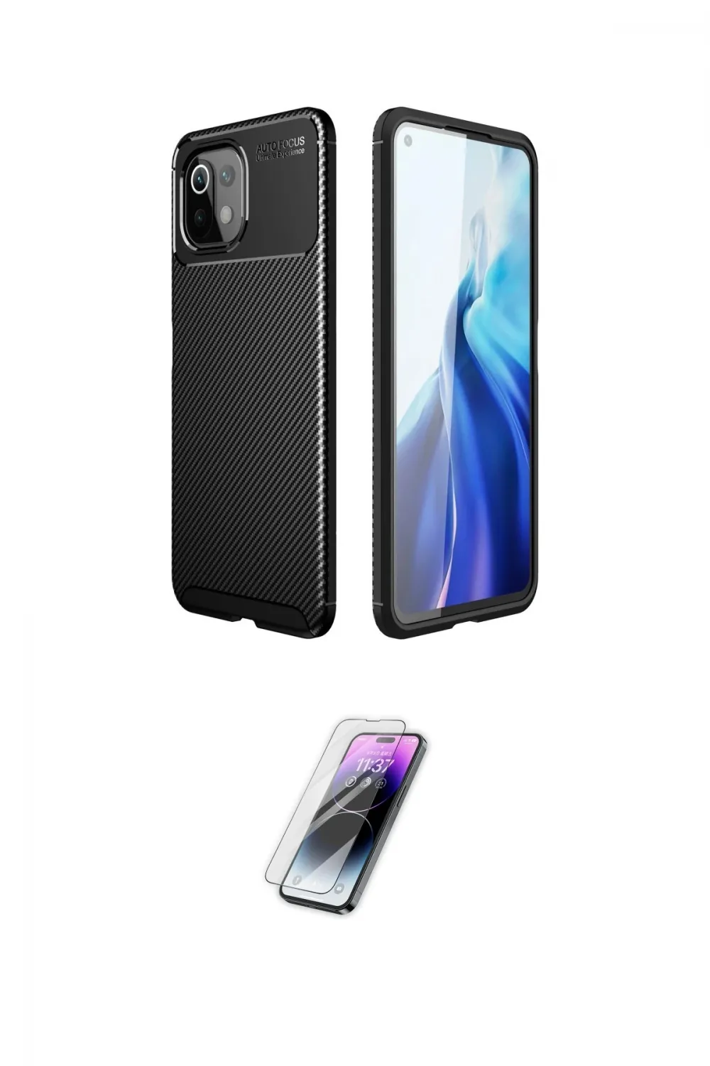 ieg™ Mİ 11 Lite Kılıf Eksen Form Prime - Şeffaf Pasifik Cam Ekran Koruyucu