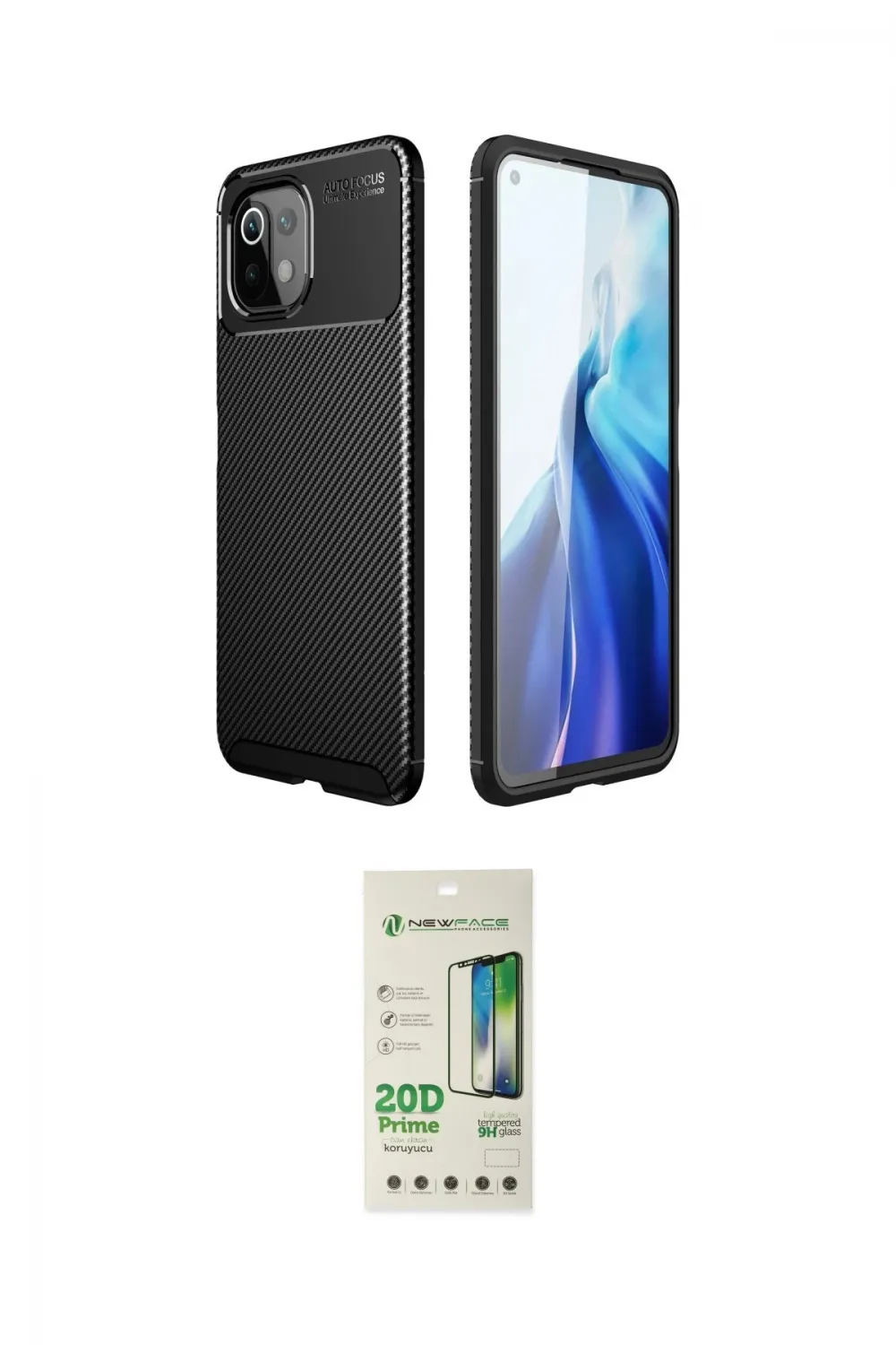 ieg™ Mİ 11 Lite Kılıf Eksen Form Prime - Siyah 20D Premium Cam Ekran Koruyucu