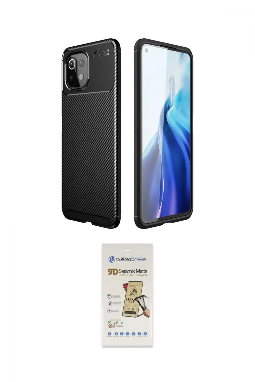 ieg™ Mİ 11 Lite Kılıf Eksen Form Prime - Siyah Mat Seramik Nano Ekran Koruyucu