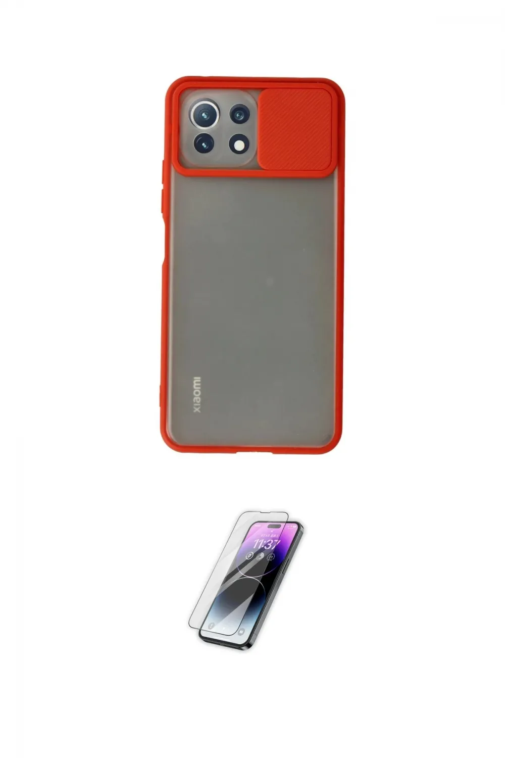 ieg™ Mİ 11 Lite Kılıf Vadi Çizgi - Şeffaf Pasifik Cam Ekran Koruyucu