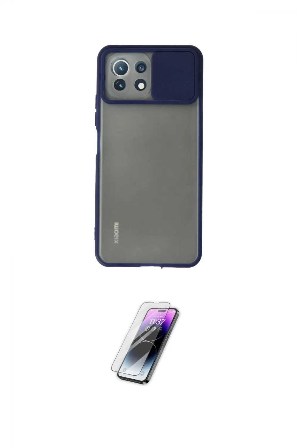ieg™ Mİ 11 Lite Kılıf Vadi Çizgi - Şeffaf Pasifik Cam Ekran Koruyucu