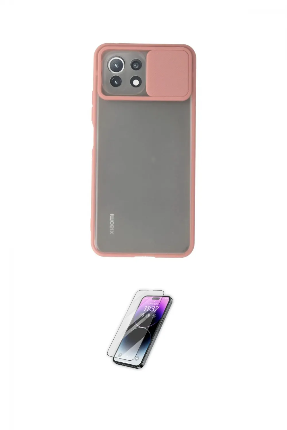 ieg™ Mİ 11 Lite Kılıf Vadi Çizgi - Şeffaf Pasifik Cam Ekran Koruyucu