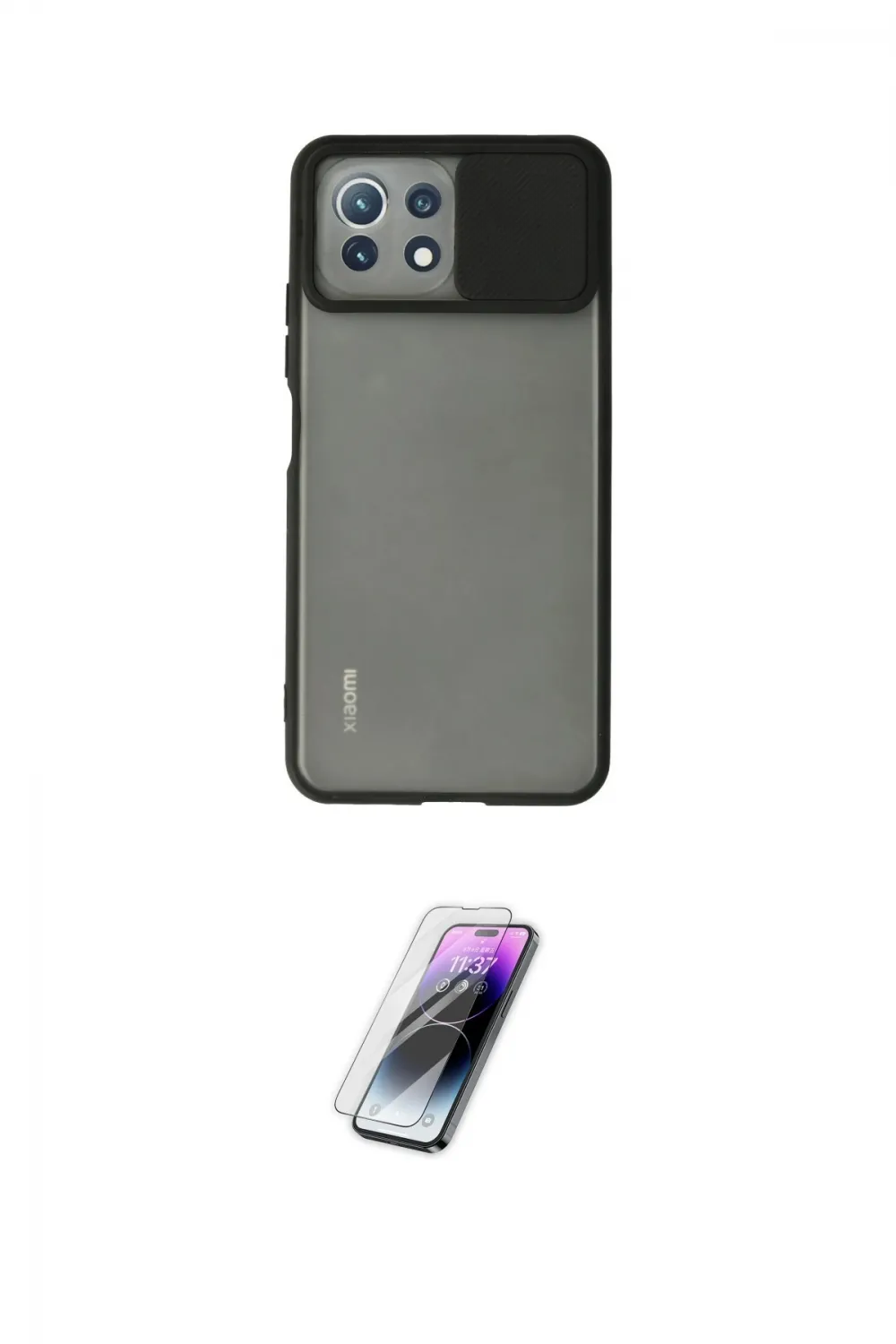 ieg™ Mİ 11 Lite Kılıf Vadi Çizgi - Şeffaf Pasifik Cam Ekran Koruyucu