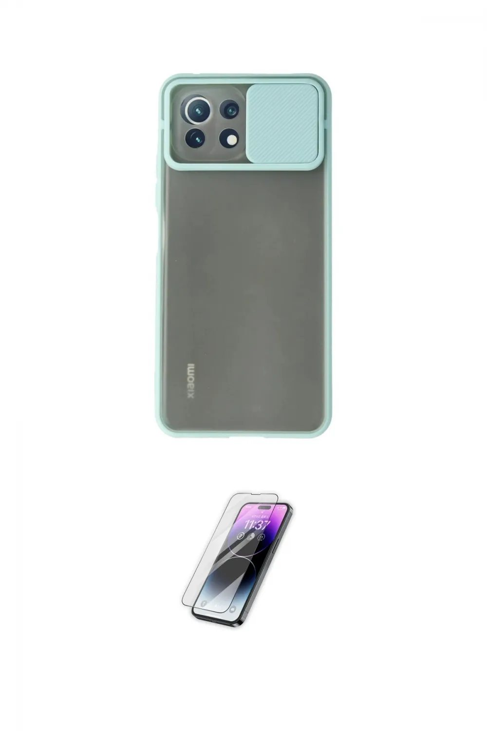ieg™ Mİ 11 Lite Kılıf Vadi Çizgi - Şeffaf Pasifik Cam Ekran Koruyucu