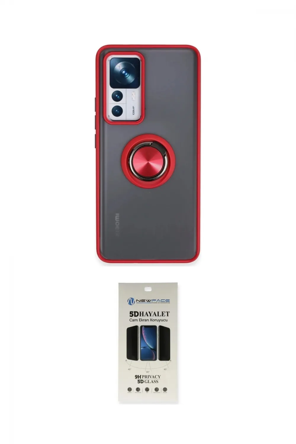 ieg™ Mi 12T Pro Kılıf Yörünge Çizgi - Siyah 5D Hayalet Cam Ekran Koruyucu