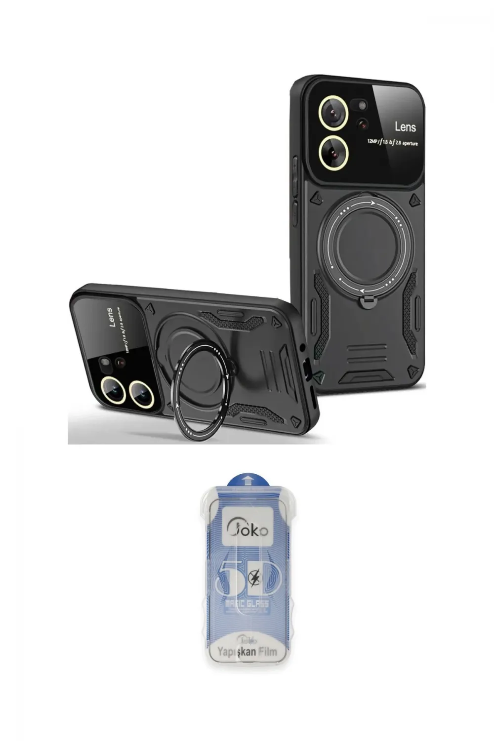 ieg™ Mi 13T Pro Kılıf Kıvılcım Modern Serisi - Siyah Joko Magic 5D Cam