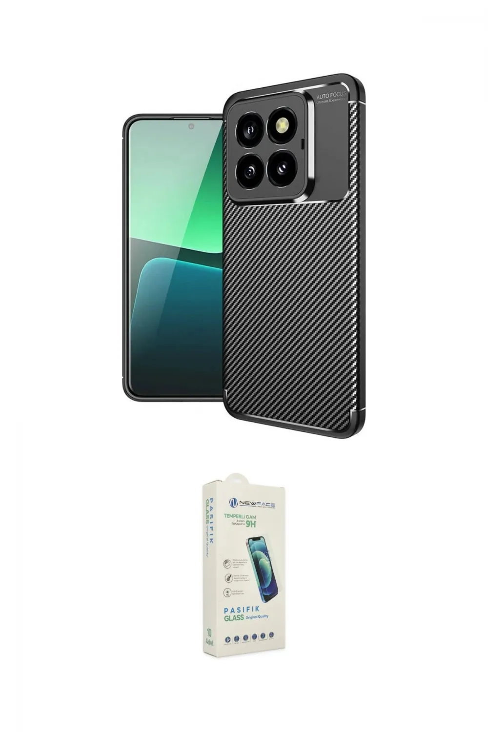 ieg™ Mi 14T Pro Kılıf Eksen Form Prime - Şeffaf Pasifik Cam Ekran Koruyucu