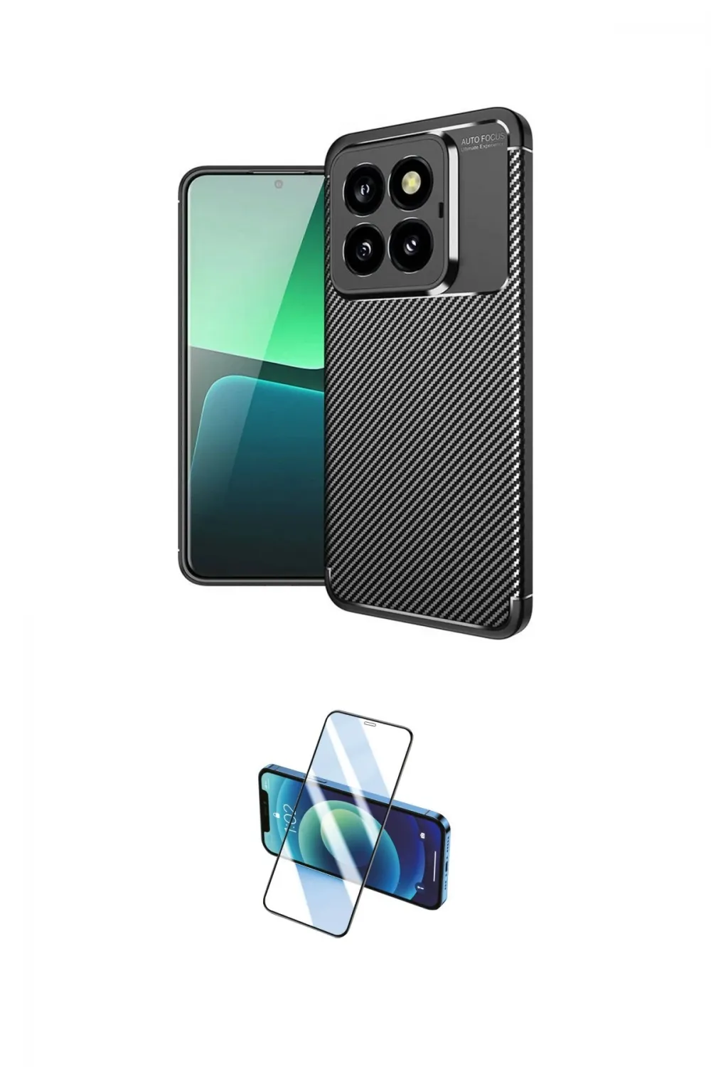 ieg™ Mi 14T Pro Kılıf Eksen Form Prime - Siyah 3D Antistatik Cam Ekran Koruyucu