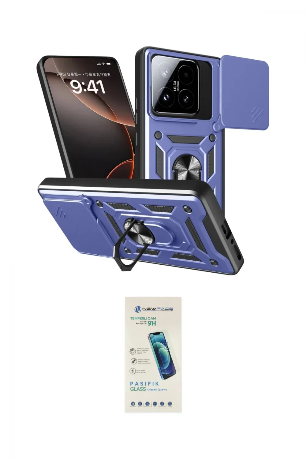 ieg™ Mi 15T Kılıf Ahenk Klasik - Şeffaf Pasifik Cam Ekran Koruyucu