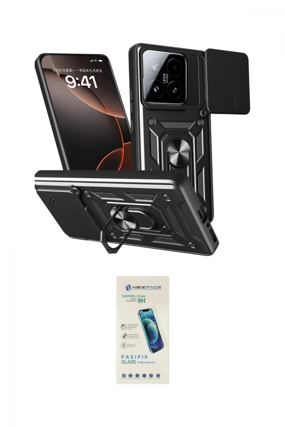 ieg™ Mi 15T Kılıf Ahenk Klasik - Şeffaf Pasifik Cam Ekran Koruyucu
