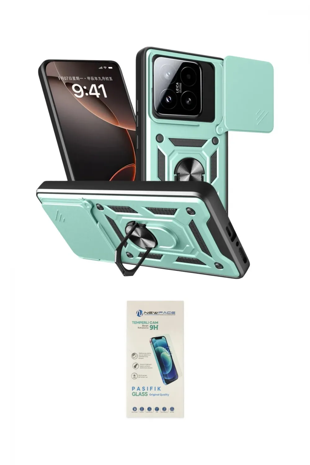 ieg™ Mi 15T Kılıf Ahenk Klasik - Şeffaf Pasifik Cam Ekran Koruyucu