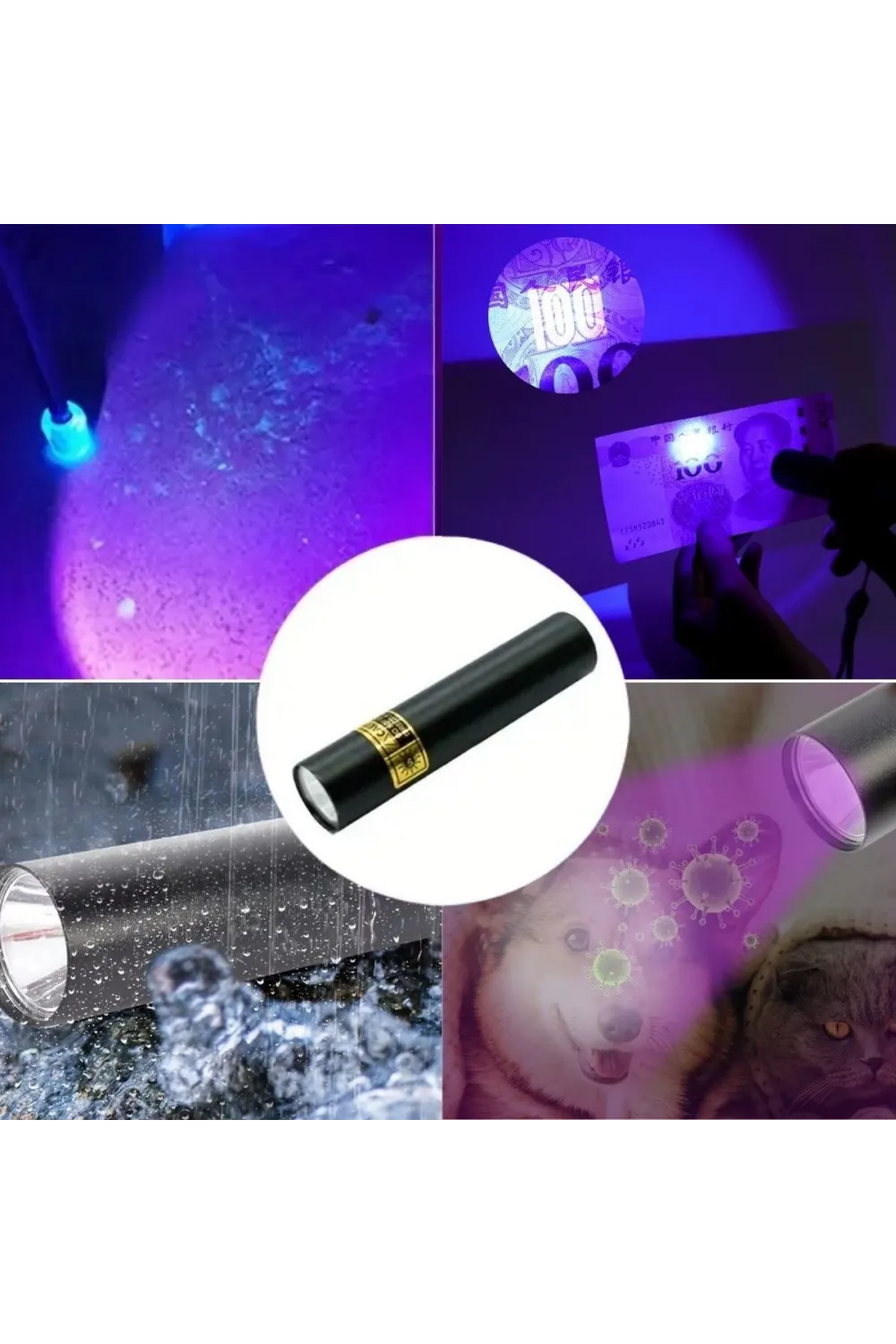 Mini Cep Boy USB İle Şarj Olan Oje Kurutucu Sahte Para Kontol LED UV Mor Işık El Feneri
