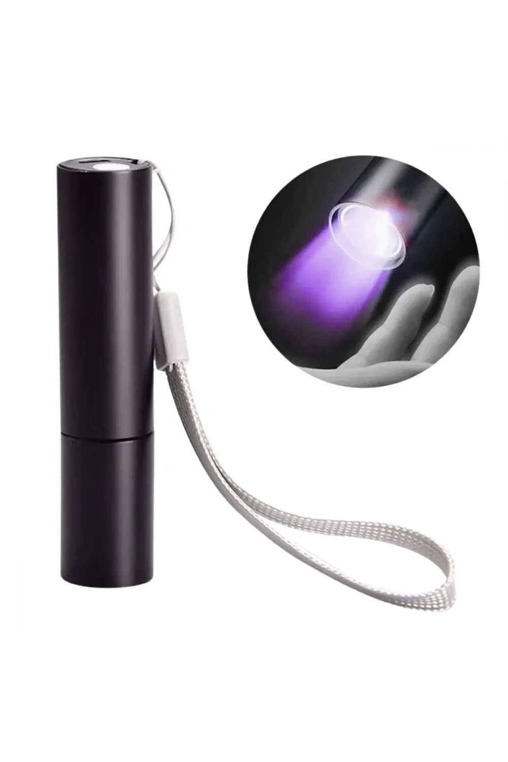 Mini Cep Boy USB İle Şarj Olan Oje Kurutucu Sahte Para Kontol LED UV Mor Işık El Feneri