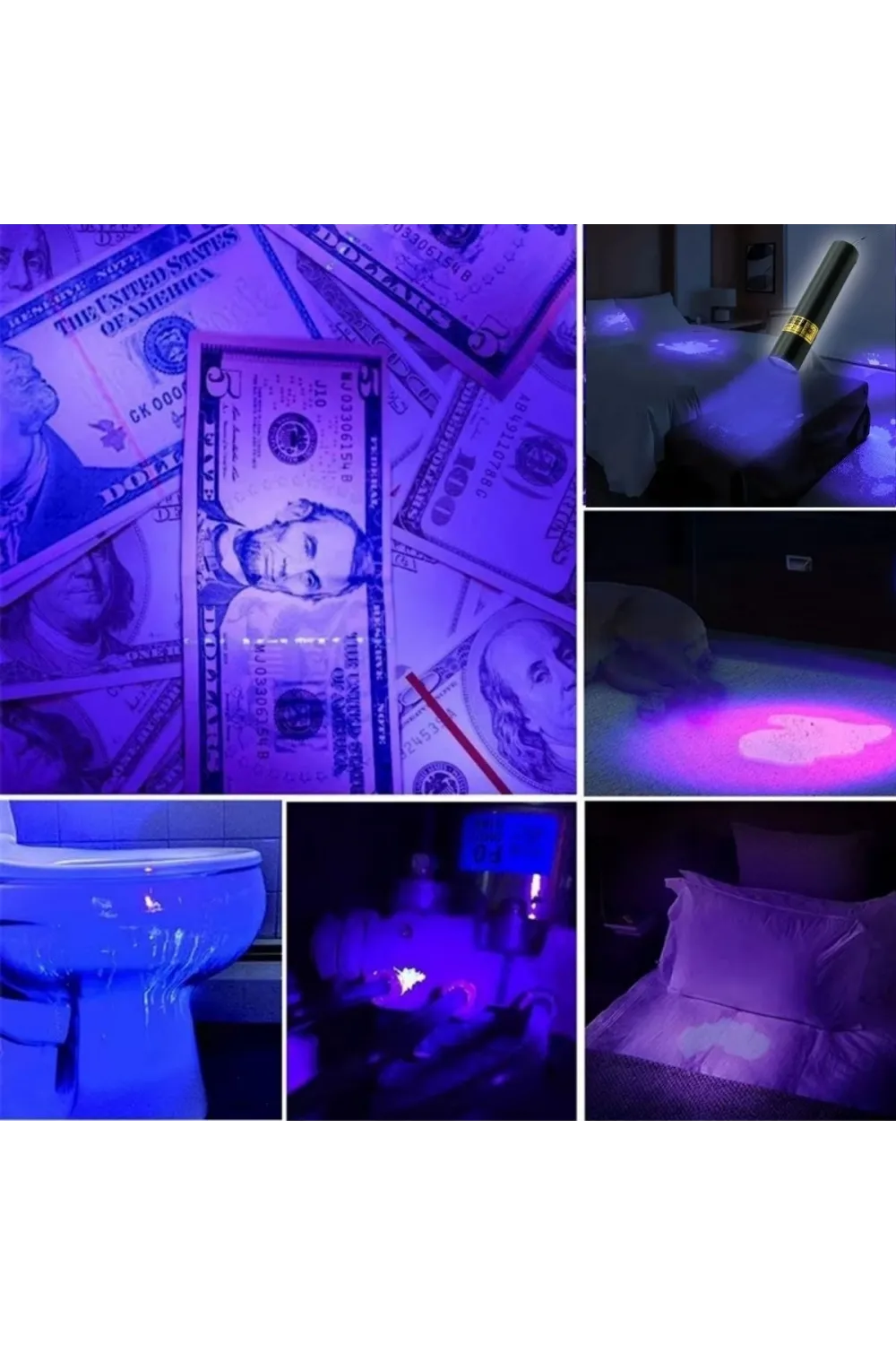 Mini Cep Boy USB İle Şarj Olan Oje Kurutucu Sahte Para Kontol LED UV Mor Işık El Feneri