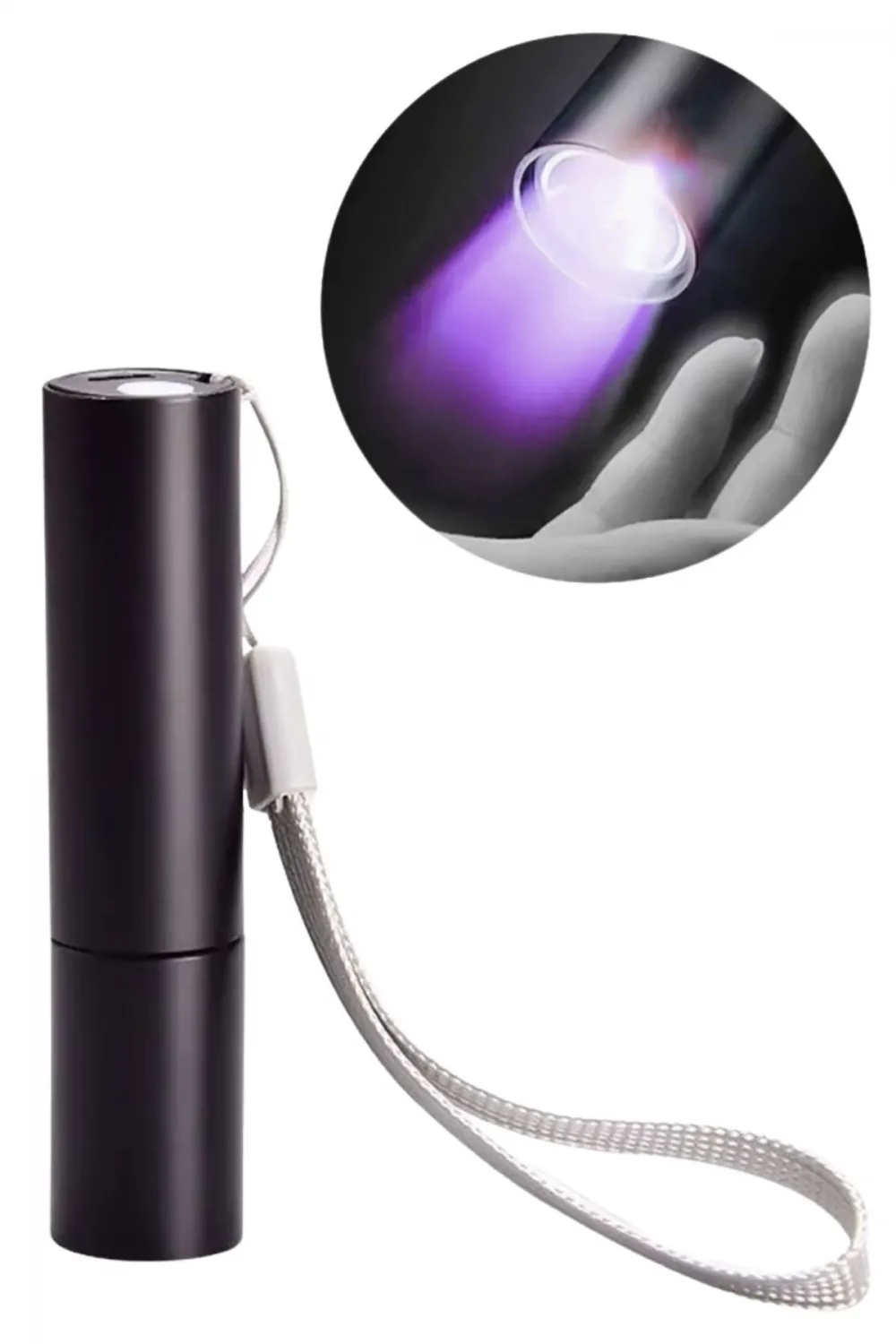 Mini Cep Boy USB İle Şarj Olan Oje Kurutucu Sahte Para Kontol LED UV Mor Işık El Feneri