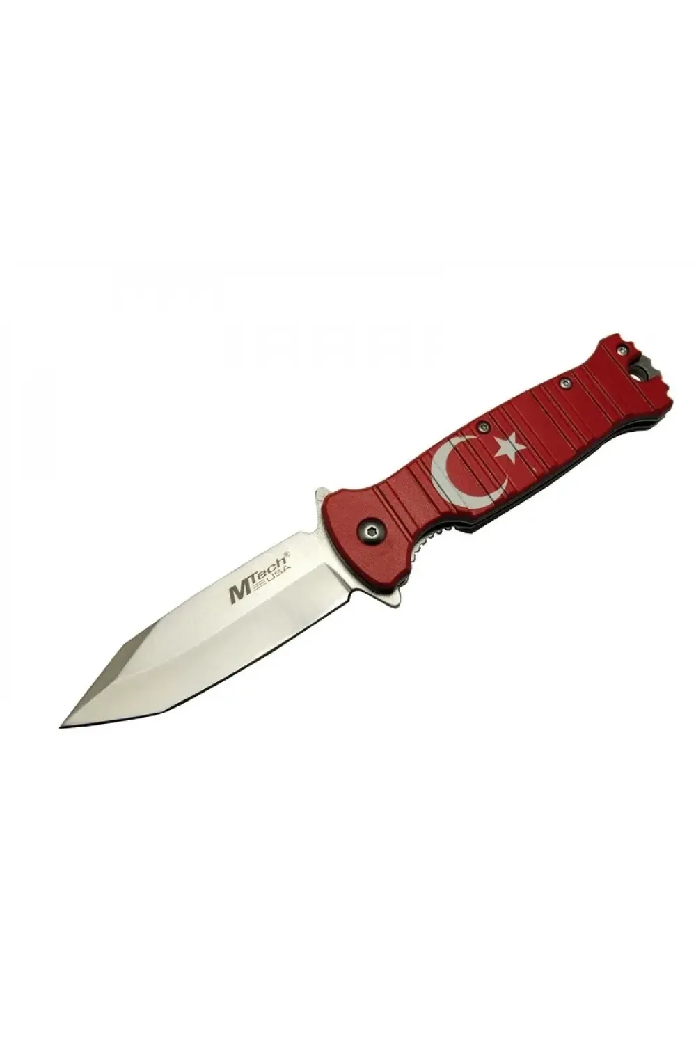 ieg™ Mtech 4-8-4 TC Kırmızı Kamp Çakı 21,5cm- Manuel, Ay Yıldız Desenli, Kemerlikli