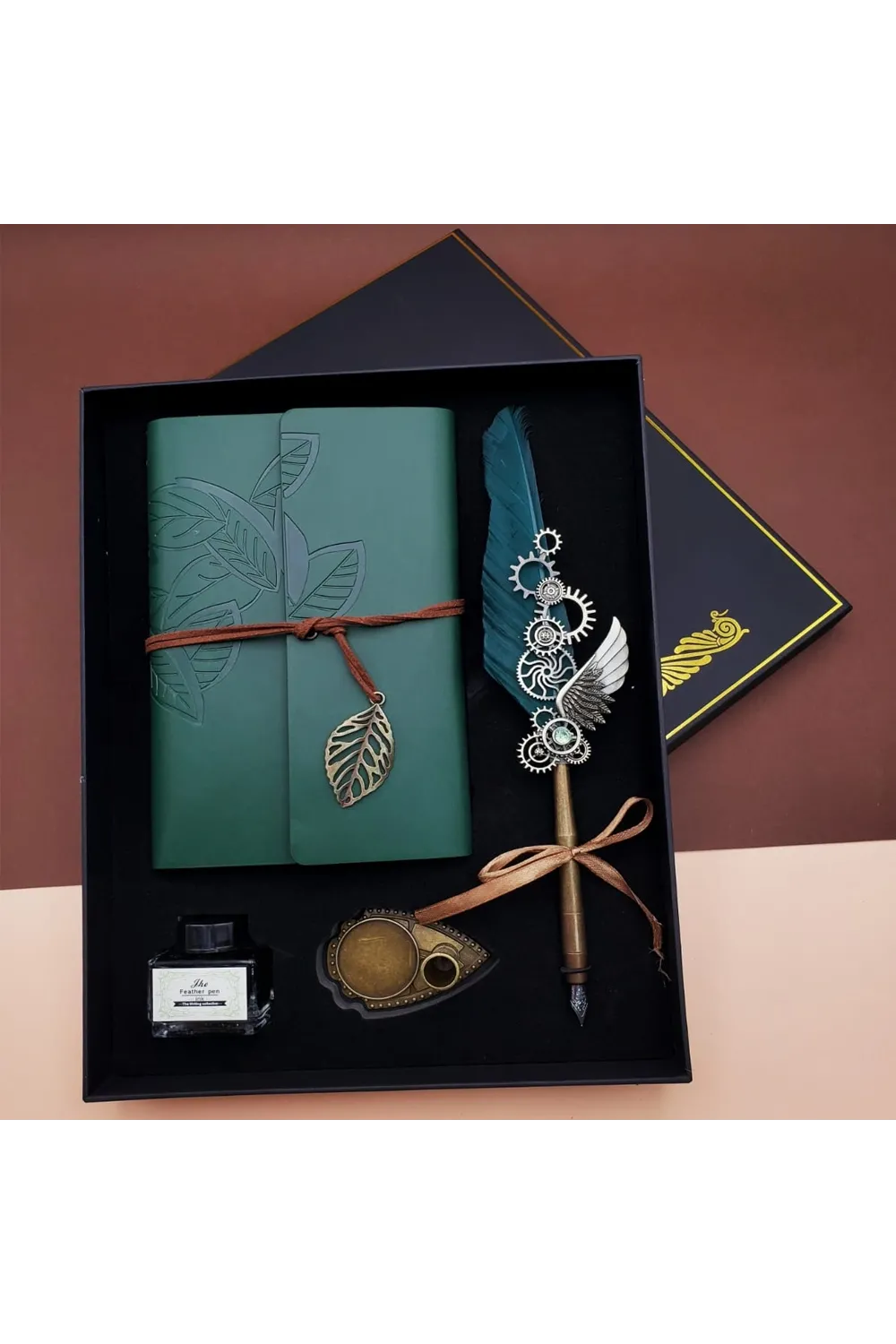Mürekkepli Divit Kalem Ve Defter Set Yeşil