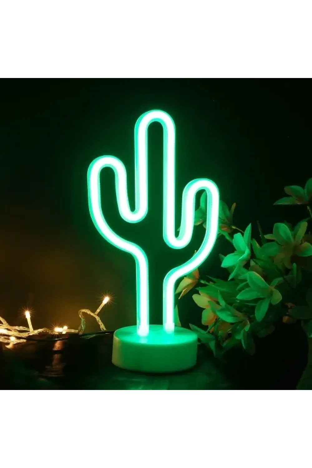 Neon Işıklı Kaktüs Masa Gece Lambası